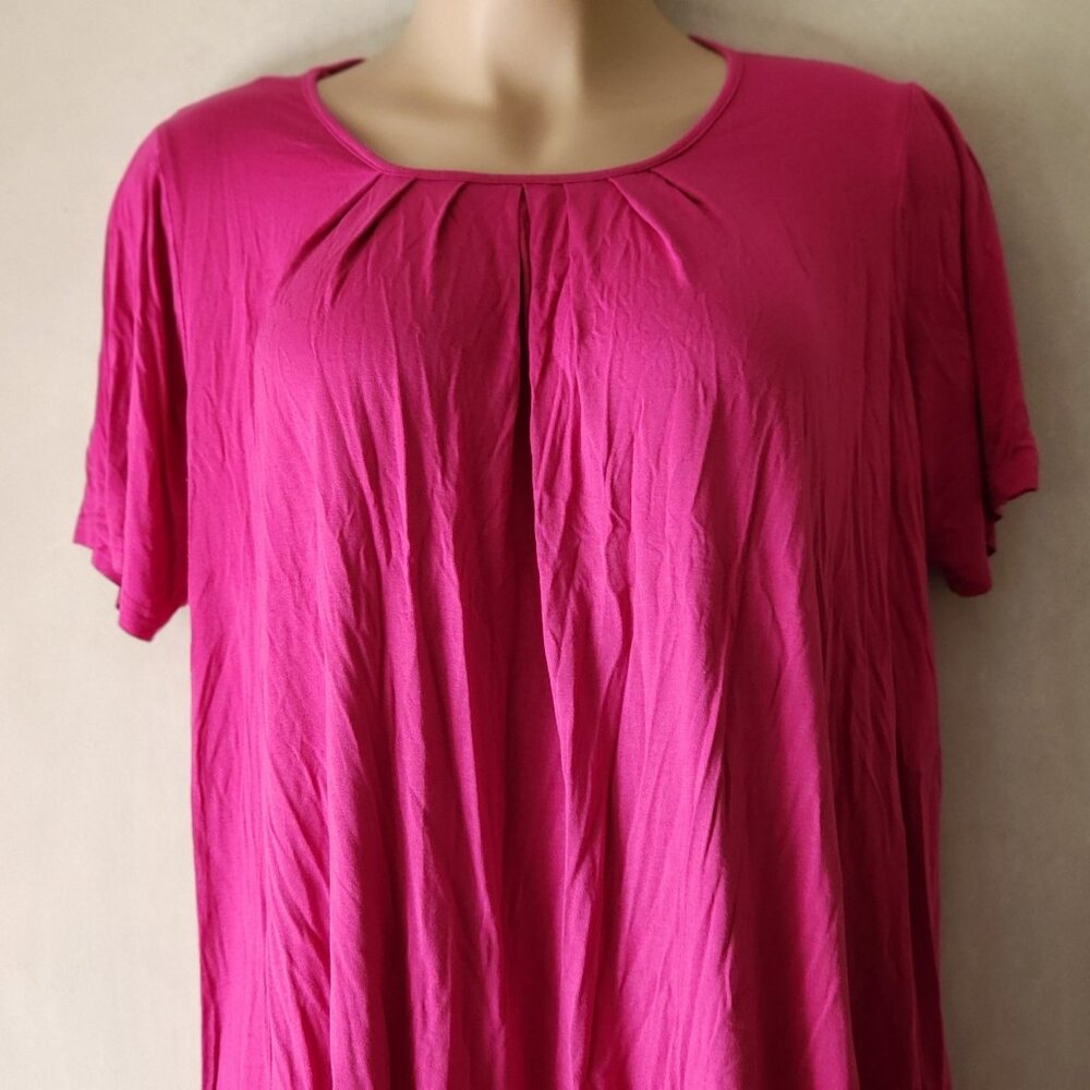 Maner blouse sz XXL bright pink open pleats EUC